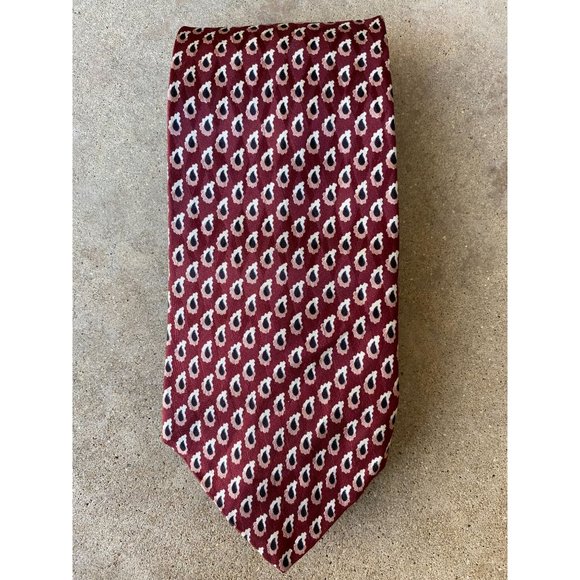 XMI NORDSTOM NECKTIE - Mens Tie - Burgundy - Black - Paisley - Silk - 56" - Picture 1 of 4